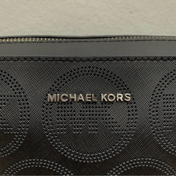 Michael Kors Jet Set East West Black Monogram Crossbody Bag Purse - Picture 5 of 16